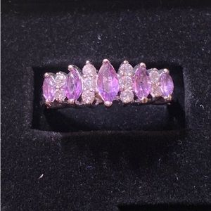 Amethyst and Diamonds ring size 8